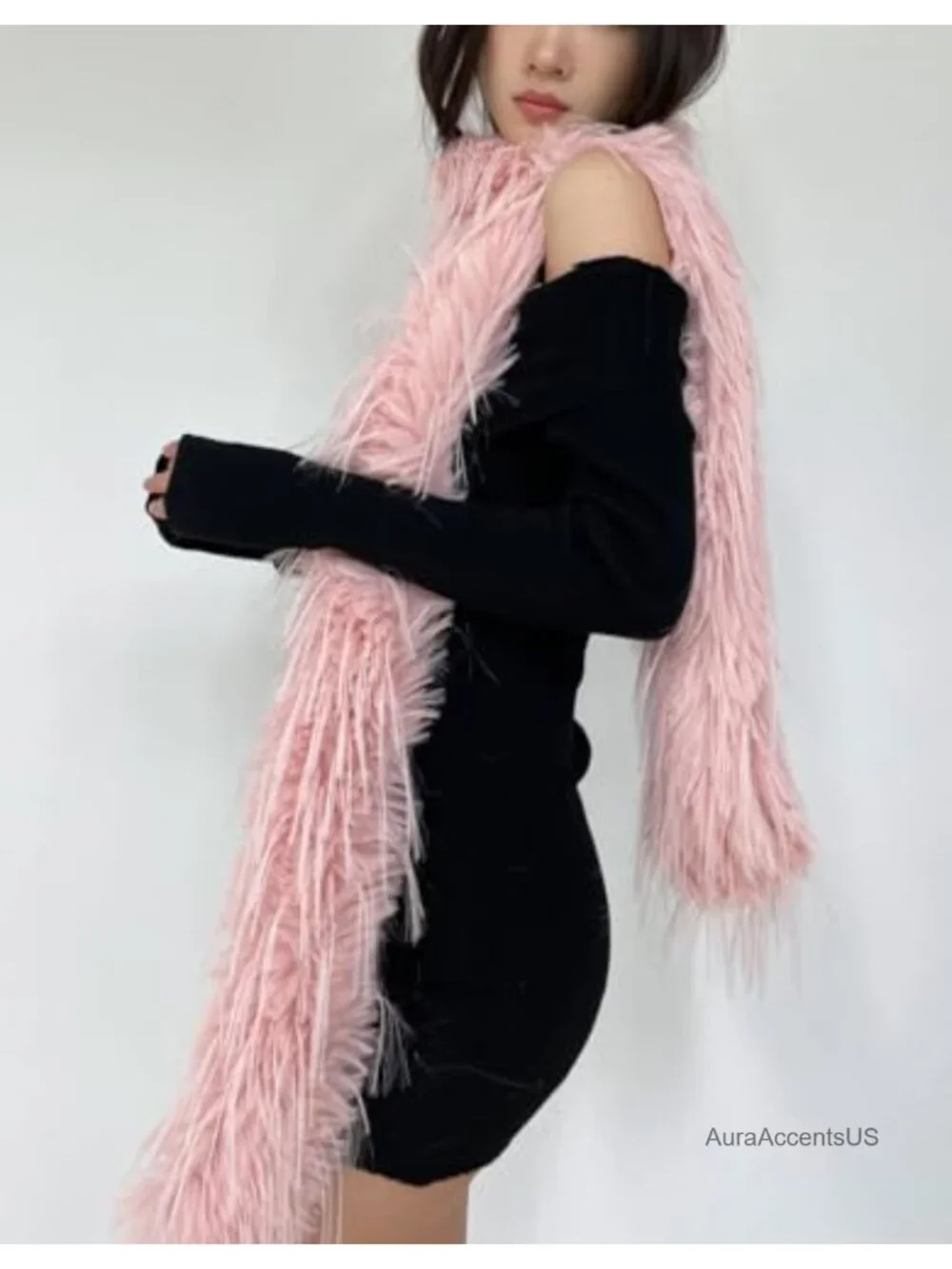 Faux Fur Scarf Large Furry Neck Warmer Lightweight Soft Winter Wrap Shawl for